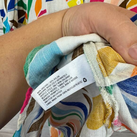 Tabitha Brown x Target Cream Colorful Button Up Tunic Blouse Size Medium - Picture 6 of 9